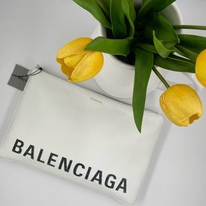 NEW Balenciaga Large Leather Clutch Wristlet
